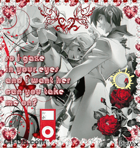 A Picture Of A Boy And A Girl With The Words So I Gaze In Your Eyes And Want Her Can You Take Me On GIF
