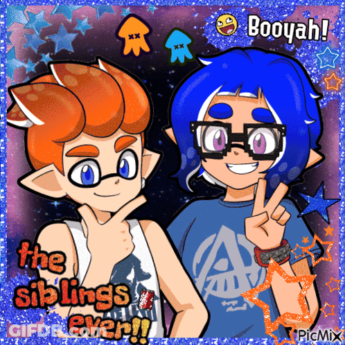 A Picture Of A Boy And A Girl With The Words The Siblings Ever On The Bottom GIF