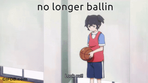 A Picture Of A Boy Holding A Basketball With The Words No Longer Ballin Above Him GIF