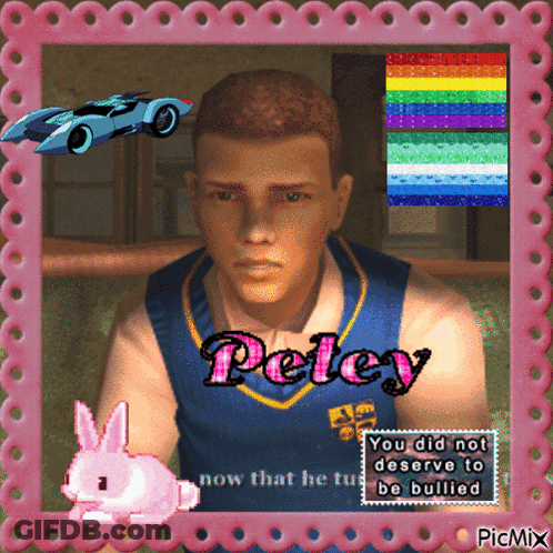 A Picture Of A Boy Named Peley With A Pink Frame GIF