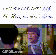 A Picture Of A Boy Talking To Another Man With The Words " Kiss Me Not Come Not Be Ohio We Sind Done " GIF