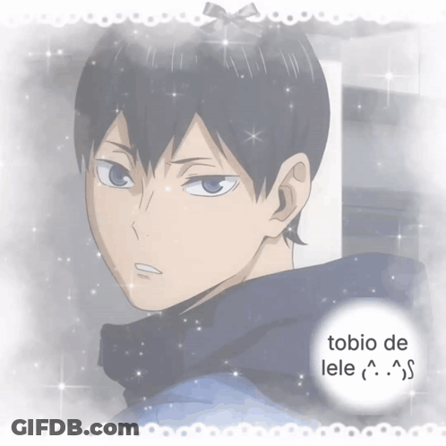 A Picture Of A Boy With A Bow In His Hair And The Words Tobio De Lele GIF