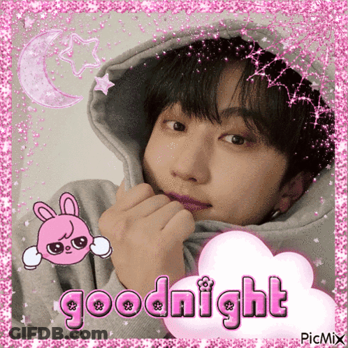A Picture Of A Boy With A Hoodie And The Words Goodnight GIF