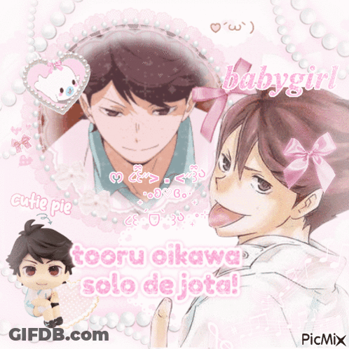 A Picture Of A Boy With A Pink Bow On His Head And The Words Babygirl GIF