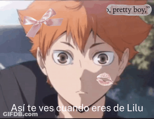A Picture Of A Boy With A Pink Bow On His Head And The Words Pretty Boy GIF