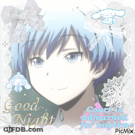 A Picture Of A Boy With Blue Hair And The Words Good Night Court Is Adjourned For Naptime GIF