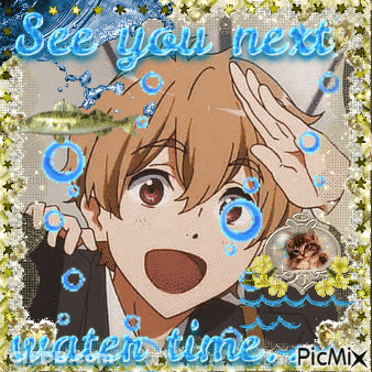 A Picture Of A Boy With Bubbles And The Words See You Next Water Time GIF