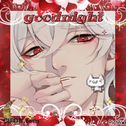 A Picture Of A Boy With Red Eyes And The Words Goodnight GIF