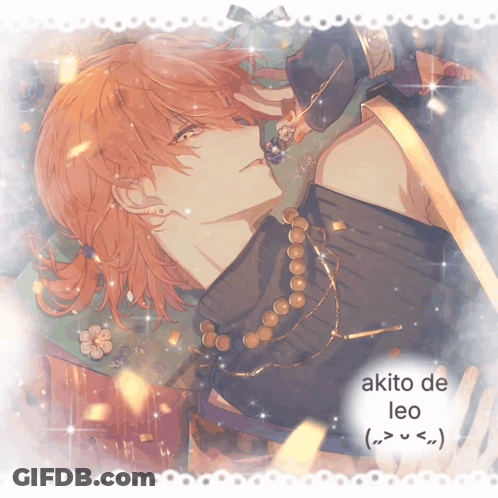 A Picture Of A Boy With The Name Akito On It GIF