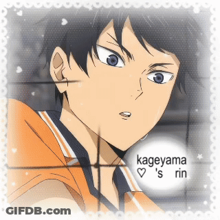 A Picture Of A Boy With The Name Kageyama 'S Rin In The Corner GIF