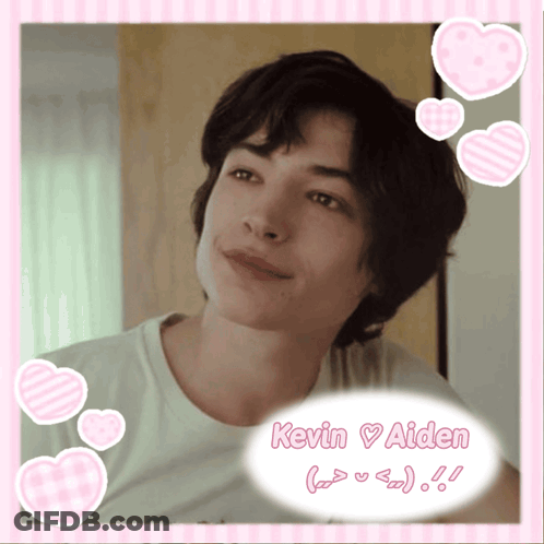 A Picture Of A Boy With The Name Kevin Aiden On It GIF