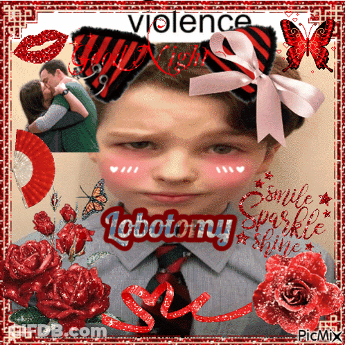 A Picture Of A Boy With The Name Lobotomiy On The Bottom GIF