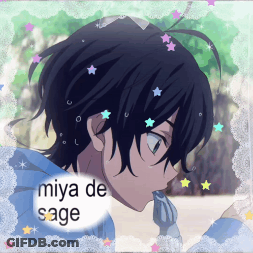 A Picture Of A Boy With The Name Miya De Sage GIF