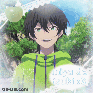 A Picture Of A Boy With The Name Miya De Tsuki 3 On It GIF