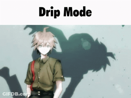 A Picture Of A Boy With The Words " Drip Mode " Below Him GIF