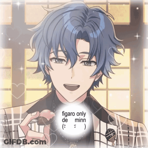 A Picture Of A Boy With The Words Figaro Only De Minn Written On It GIF