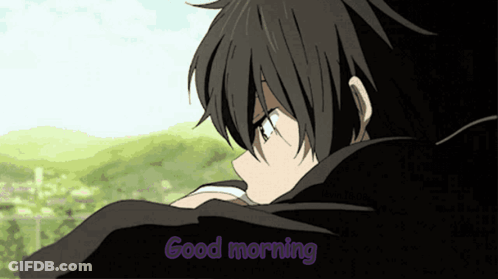 A Picture Of A Boy With The Words " Good Morning " On It GIF