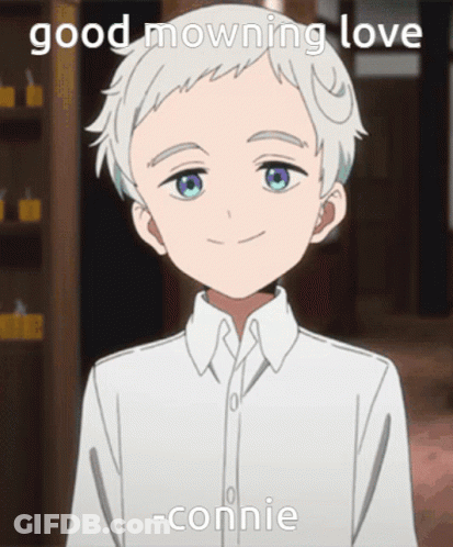 A Picture Of A Boy With The Words Good Mowing Love -Connie GIF
