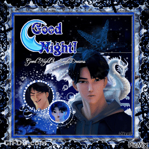 A Picture Of A Boy With The Words Good Night And Sweet Dreams On It GIF