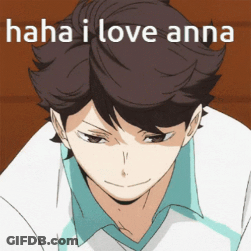 A Picture Of A Boy With The Words " Haha I Love Anna " Written On It GIF