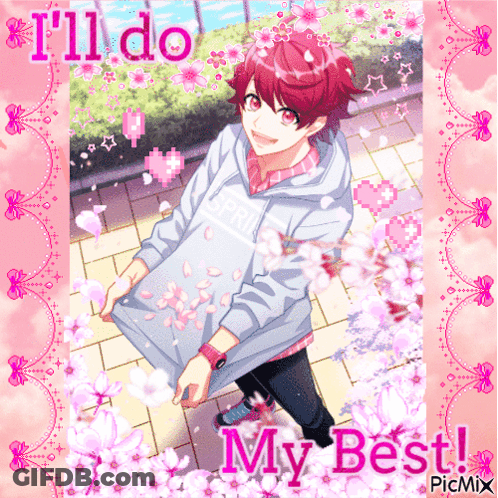 A Picture Of A Boy With The Words " I 'Ll Do My Best " On The Bottom GIF