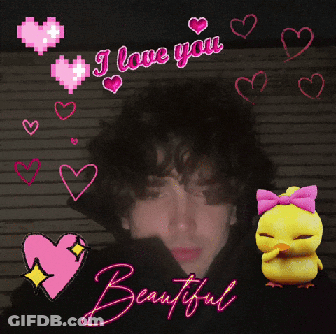 A Picture Of A Boy With The Words " I Love You Beautiful " GIF