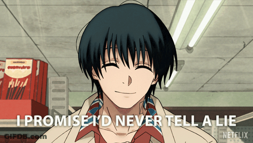 A Picture Of A Boy With The Words I Promise I 'D Never Tell A Lie GIF