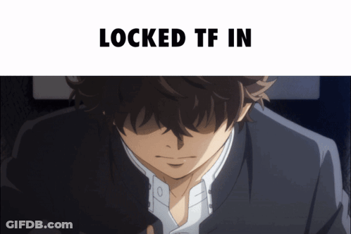 A Picture Of A Boy With The Words Locked Tf In Behind Him GIF