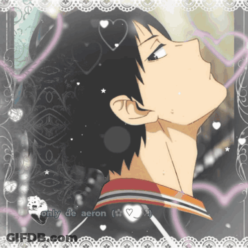 A Picture Of A Boy With The Words Only De Aeron On The Bottom Right GIF