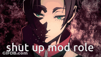 A Picture Of A Boy With The Words Shut Up Mod Role Written Below It GIF