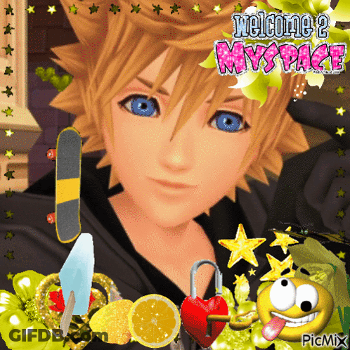 A Picture Of A Boy With The Words Welcome 2 Myspace GIF