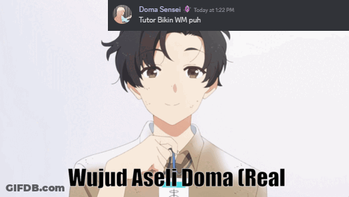 A Picture Of A Boy With The Words Wujud Asli Doma Real On It GIF