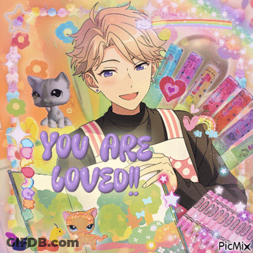 A Picture Of A Boy With The Words You Are Loved GIF