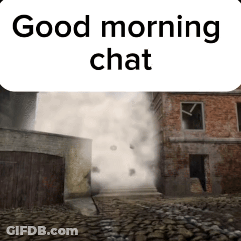 A Picture Of A Brick Building With Smoke Coming Out Of It Says Good Morning Chat GIF