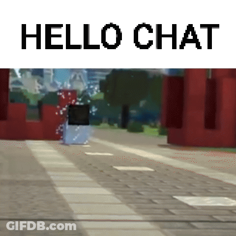 A Picture Of A Brick Walkway With The Words Hello Chat Above It GIF
