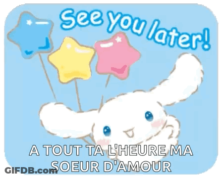 A Picture Of A Bunny With Balloons And The Words See You Later GIF