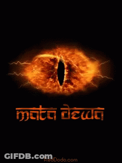A Picture Of A Burning Eye With The Words Mata Dewa On It GIF