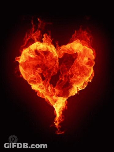 A Picture Of A Burning Heart With The Letter A On The Bottom Right GIF