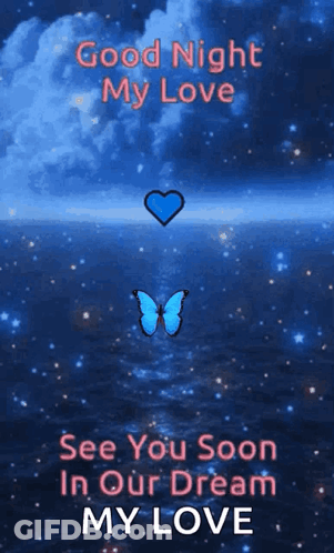 A Picture Of A Butterfly And A Heart That Says Good Night My Love See You Soon In Our Dream My Love . GIF