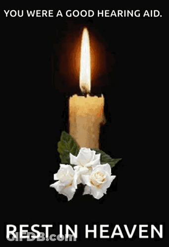 A Picture Of A Candle And Roses With The Words Rest In Heaven GIF