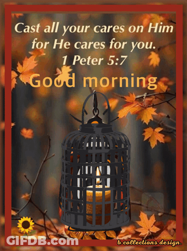 A Picture Of A Candle In A Cage With A Quote From 1 Peter 5 7 GIF