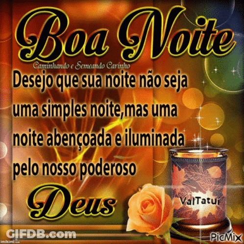 A Picture Of A Candle With The Words Boa Noite Written Above It GIF