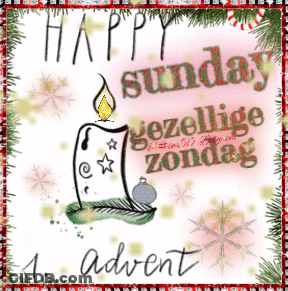 A Picture Of A Candle With The Words Happy Sunday On It GIF