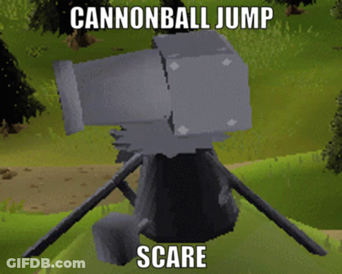 A Picture Of A Cannonball Jump That Says Scare On It GIF