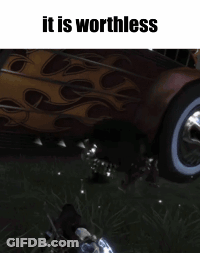 A Picture Of A Car That Says It Is Worthless On It GIF