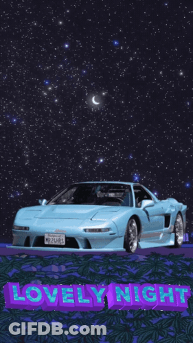A Picture Of A Car With The Words Lovely Night On It GIF