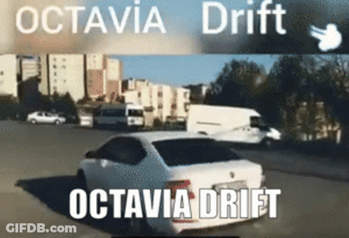 A Picture Of A Car With The Words Octavia Drift On The Bottom GIF