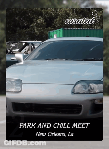A Picture Of A Car With The Words Park And Chill Meet On It GIF