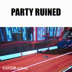 A Picture Of A Car With The Words Party Ruined Below It GIF