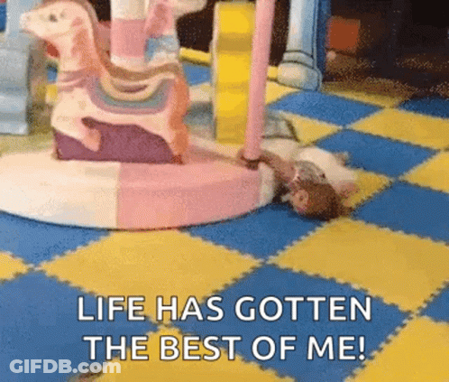 A Picture Of A Carousel With The Words Life Has Gotten The Best Of Me On It GIF